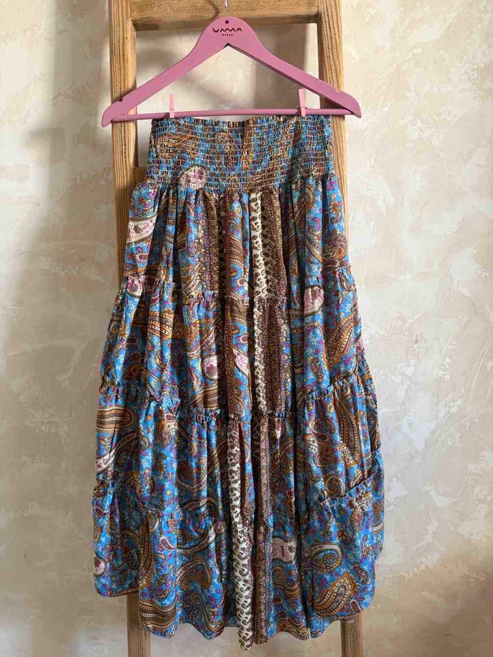 Azure Polka Dot Long Skirt