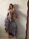 Azure Polka Dot Long Skirt